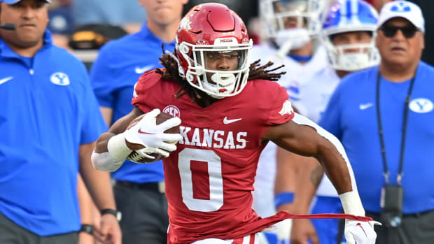 Razorbacks running back AJ Green on a 55-yard scoring run.